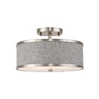 Livex Lighting Park Ridge 60422-91 2-Lights 120W Brushed Nickel Semi Flush Mount