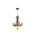 Livex Lighting 8567-63 Verona 3-Lights 180W Hand Applied Verona Bronze with Aged Gold Leaf Accents Pendant