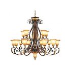 Livex Lighting 8568-63 Verona 16-Lights 907W Hand Applied Verona Bronze with Aged Gold Leaf Accents Chandelier