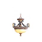 Livex Lighting 8577-63 Verona 2-Lights 120W Hand Applied Verona Bronze with Aged Gold Leaf Accents Convertible Semi-Flush Mount or Pendant