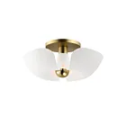 Maxim Lighting 11399WTSBR Poppy 1-Light 4W White/Satin Brass Flush Mount