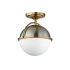 Maxim Lighting 12410SWSNSBR Duke 1-Light 60W Satin Nickel/Satin Brass Semi-Flush Mount