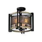 Maxim Lighting 27560BKBWAB Boundry 3-Lights 60W Black/Barn Wood/Antique Brass Flush Mount