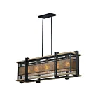 Maxim Lighting 27567BKBWAB Boundry 5-Lights 300W Black/Barn Wood/Antique Brass Pendant