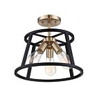 Nuvo Lighting Chassis 60-6643 3-Lights 180W Copper Brushed Brass Semi-Flush Mount