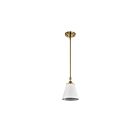 Nuvo Lighting Dover 60-7409 1 Light White With Vintage Brass 60W Small Pendant
