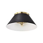Nuvo Lighting Dover 60-7420 3 Lights Black With Vintage Brass 180W Large Flush Mount