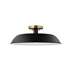 Nuvo Lighting Colony 60-7494 1 Light Matte Black With Burnished Brass 60W Medium Semi-flush Mount Fixture