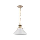 Nuvo Lighting Outpost 60-7524 1 Light Matte White With Burnished Brass 60W Medium Pendant