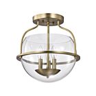 Satco 60-7821 Amado 3-Lights 180W Vintage Brass Semi Flush Mount