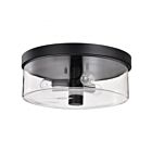 Satco 60-8065 Clarksville 60W 3-Lights Matte Black Flush Mount
