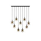 Savoy House Portinatx 1-2185-9-103 9-Lights 900W Satin Black with Hammered Gold Linear Chandelier