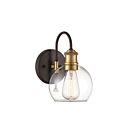 Savoy House Meridian M50040ORBNB 1-Light 60W Oil Rubbed Bronze with Natural Brass Outdoor Wall Lantern