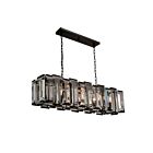 Young Lighting 1188C10 Black 10-Lights Rectangular Glass Chain Pendant