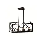 Young Lighting 1271C8 Black 8-Lights Rectangular Rod Pendant