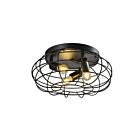Young Lighting 1348FM3 Black 3-Lights Flush Mount
